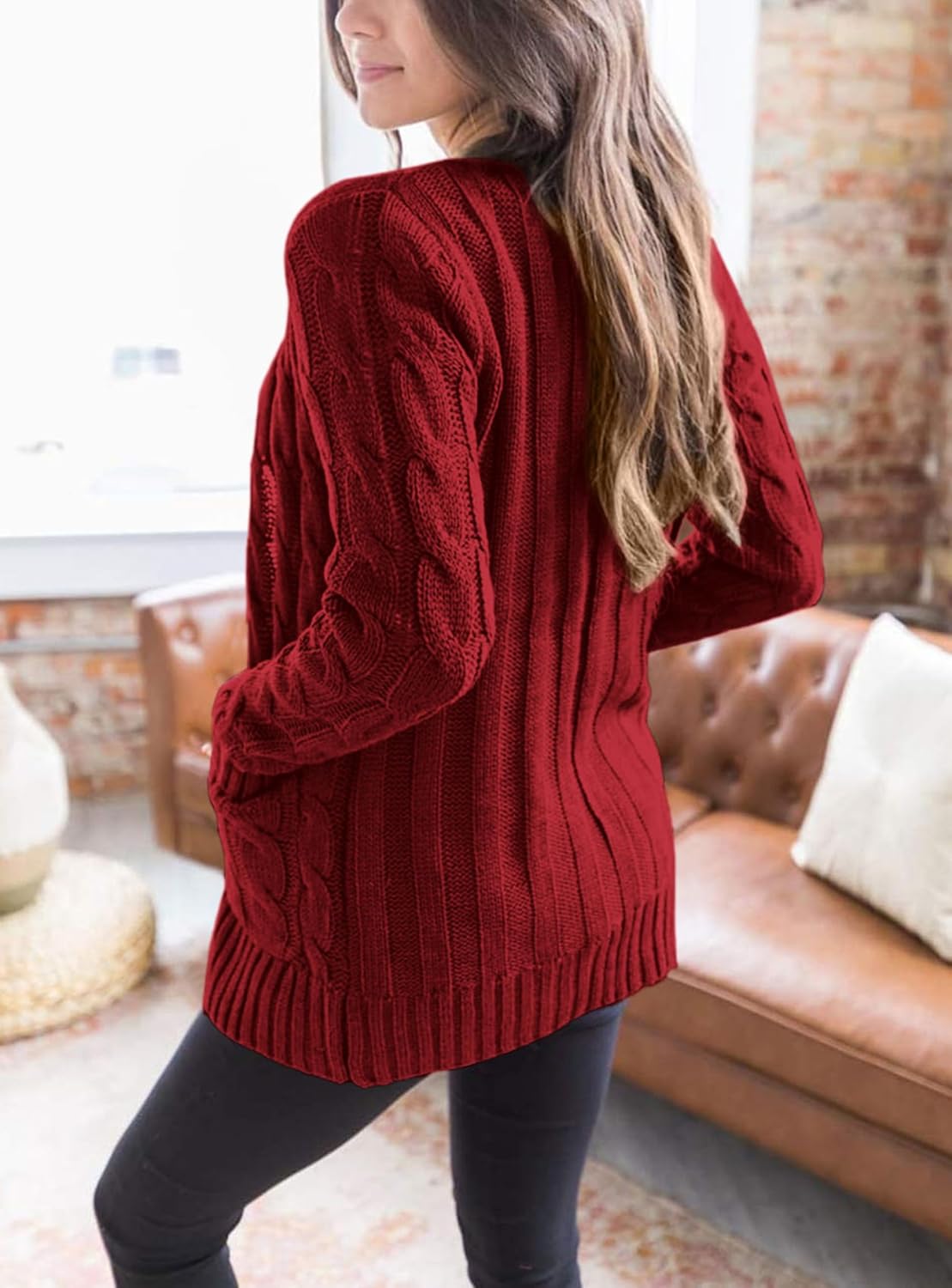 PRETTYGARDEN Women's Open Front Cardigan Sweaters Fall Fashion Button Down Cable Knit Chunky Winter Clothing Outerwear Coats - Image 2