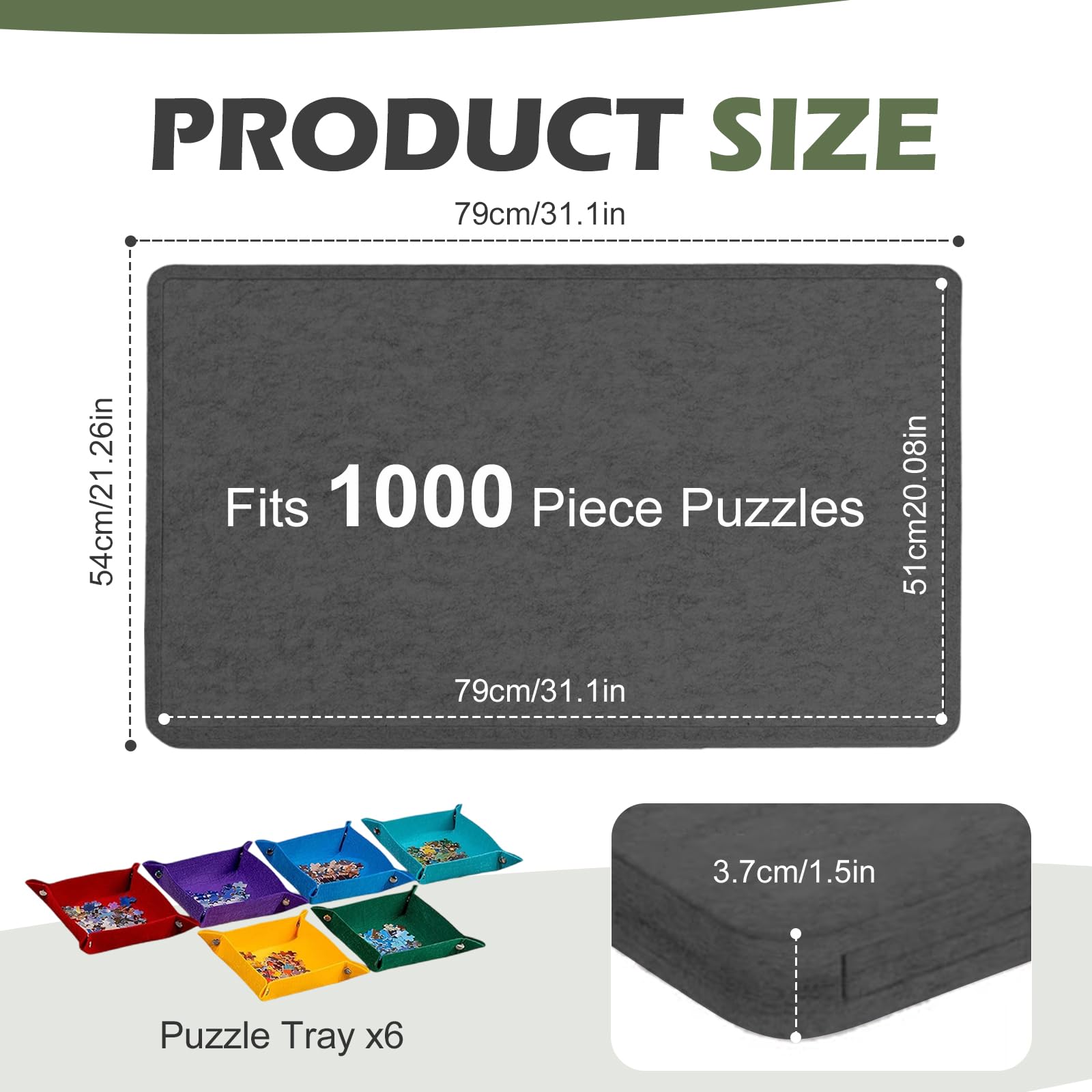 Jigsaw Puzzle pieghevole con 4 cassetti, tavolo puzzle portatile con supporto 2 in 1 e copertura, super leggero in feltro con 6 scomparti, accessorio puzzle per fino a 1000 pezzi (nero)