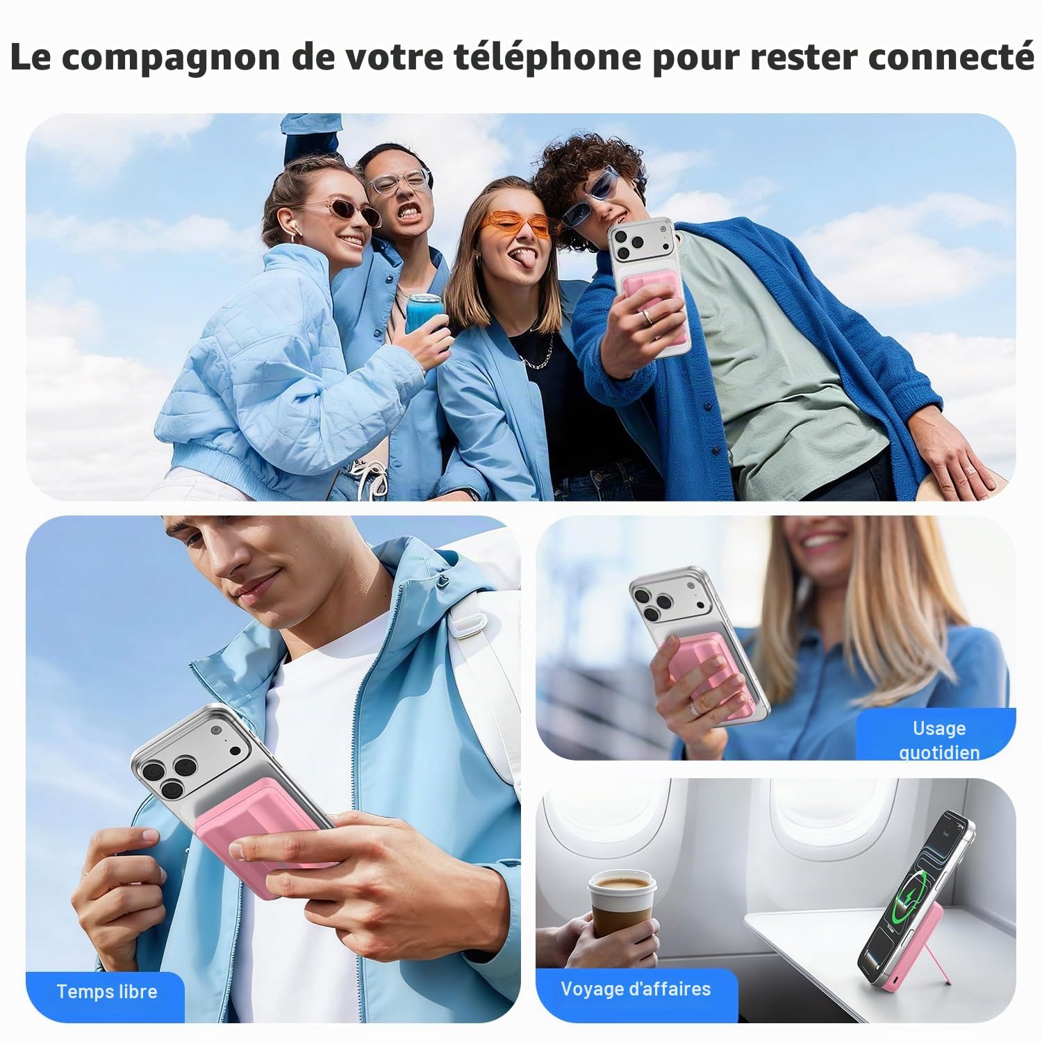 Azmuth Batterie Externe iPhone Magnétique, Compatible avec MagSafe 10000mAh sans Fil Power Bank, 22.5W PD Charger Rapidement Powerbank avec écran LED, pour iPhone 17/16/15/14/13/Pro/Pro Max-Rose