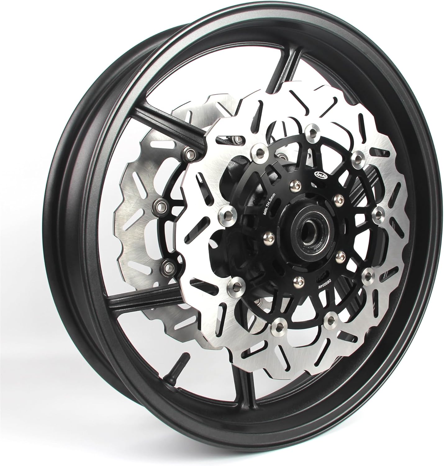 Arashi Front Wheel Rim and Brake Discs Rotors for Kawasaki ER6N ER6F 2006-2015, Versy-s 650 2007-2014, Ninja ZX10R 2004-2005, Z1000SX 2011-2020, Motorcycle Parts Matte Black