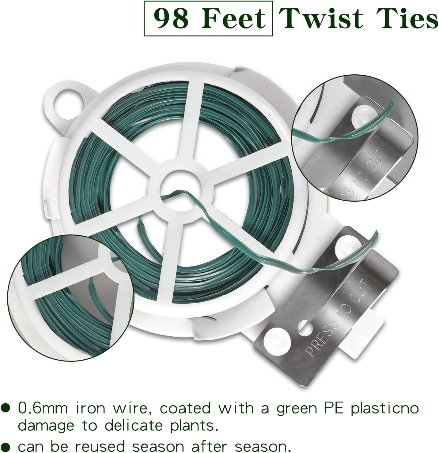 6 Pack Plant Support Cages 18 Inches Small Tomato Cages and Supports with Adjustable Rings for Garden Pots, Climbing Plants, Bonus 98 Feet Twist Ties