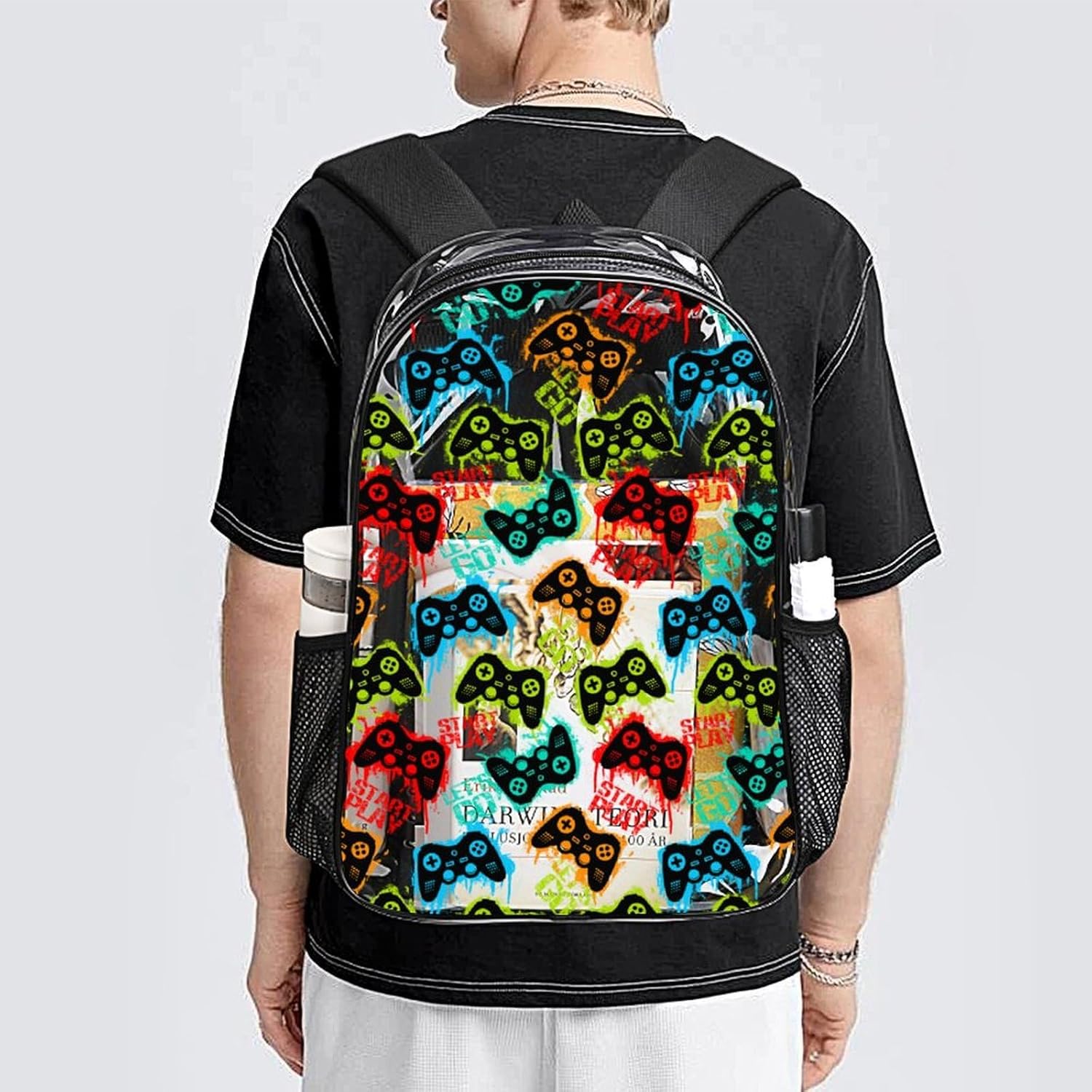 Game Machine Style Clear Backpack See Through Boys Backpacks for School, Transparent Backpack for College Workplace, Waterproof Heavy Clear Book Bag, Back to School Gift - Image 7