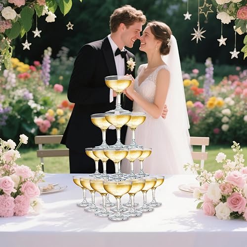 Miniatura 7 de Peohud Juego de 20 vasos de cóctel Coupé, vasos pequeños de martini acrílicos de 5 onzas, tazas de champán reutilizables para fiestas, hogar, bar,