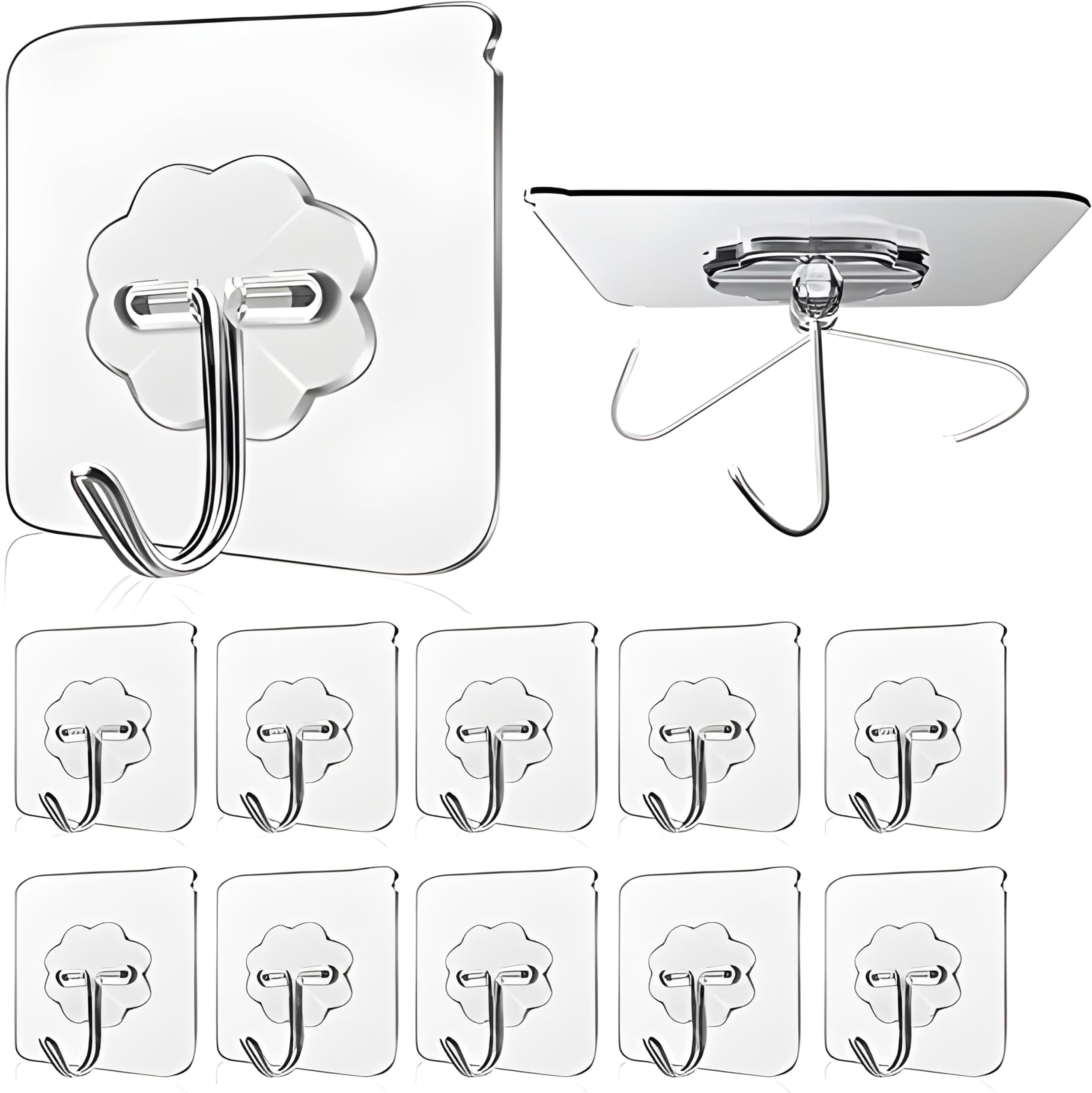 JIALTO Wall Hooks for Hanging Strong, Adhesive Hooks for Wall Heavy Duty, Wall hangings, Kitchen Accessories Items, Sticky Photo Frame Hangers (Pack of 20, Wall Hook)