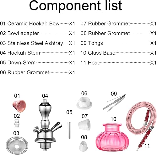 Miniatura 9 de Juego completo de cachimba de 11 pulgadas con mini jarrón de cristal de cachimba de calabaza, cuenco de cerámica, manguera de mango de madera, pinza