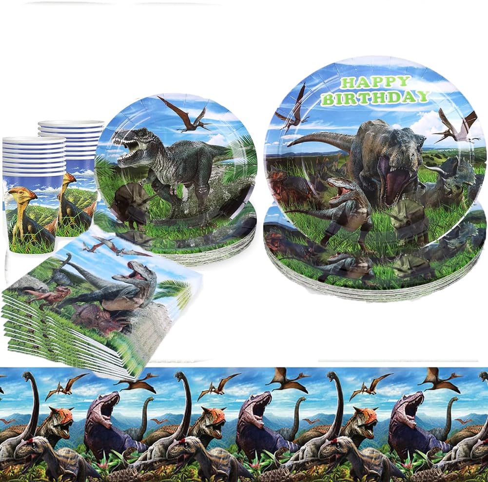 Assiette Anniversaire Dino Vaisselle De Fête,100 Pcs Decor Anniversaire Dinosaure Assiette Dinosaure Anniversaire