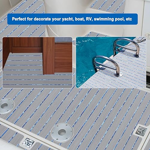 Miniatura 4 de HZSHARK Suelo de lancha de espuma EVA, autoadhesivo de 0.236 in, antideslizante, suelo marino de teca, cubierta de mar, alfombra de lancha, cubierta