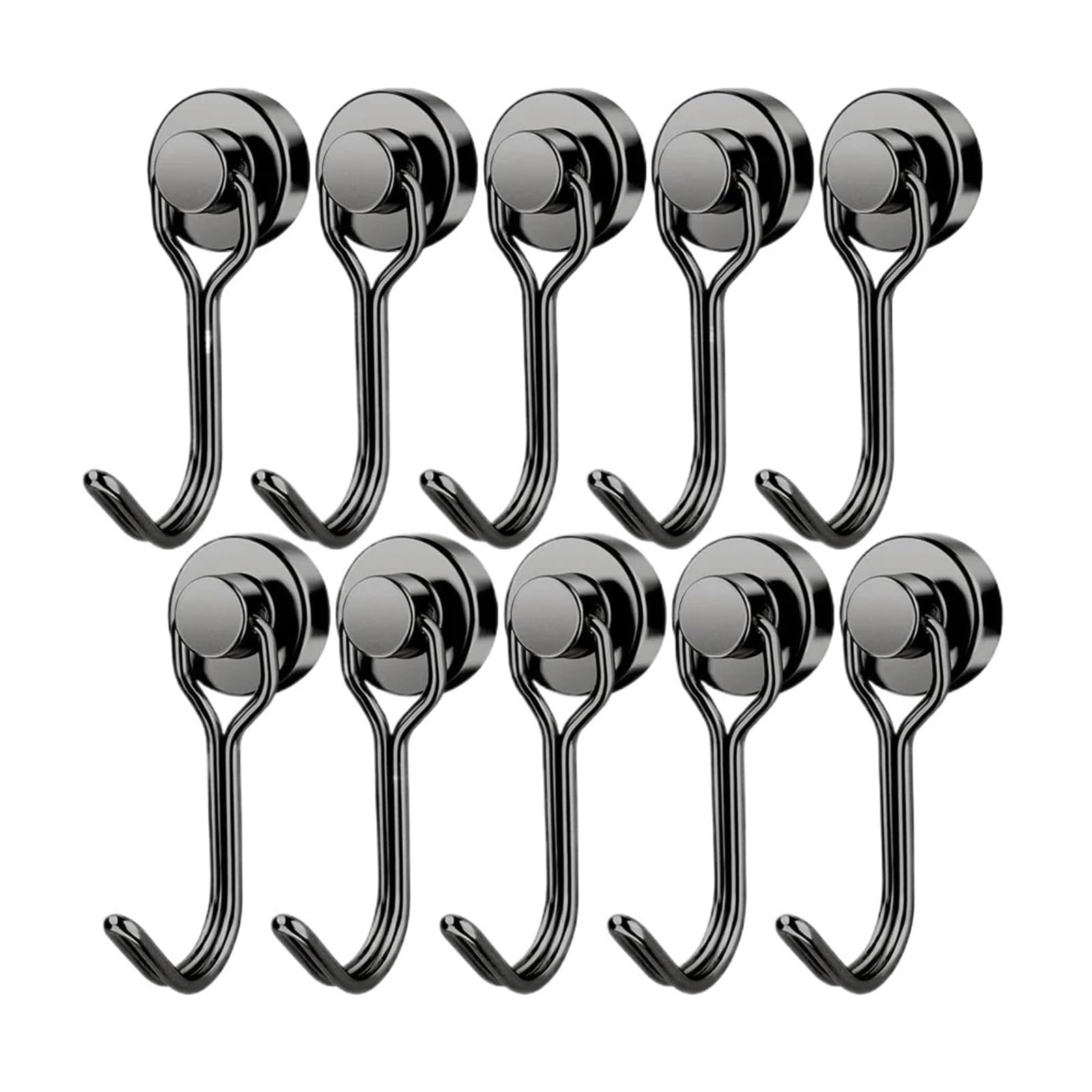 10 Uds ganchos magnéticos giratorios gancho magnético de crucero for refrigerador, parrilla, casillero Para Cocina,Dormitorios(Black)