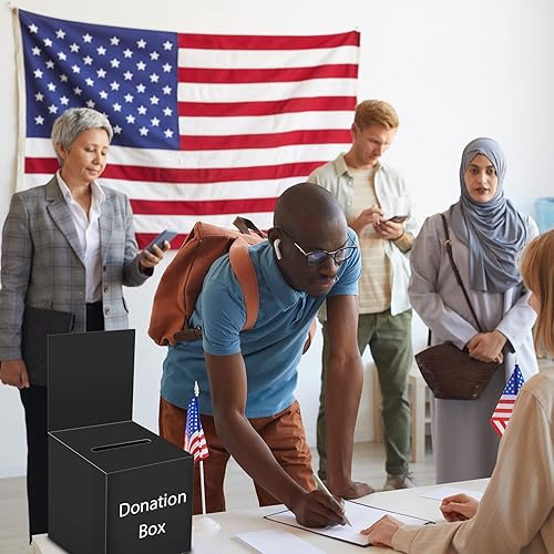 Miniatura 7 de Paquete de 12 cajas de rifa Caja de donación para recaudación de fondos, cajas de votación de cartón con ranura para boleto y cabecera extraíble