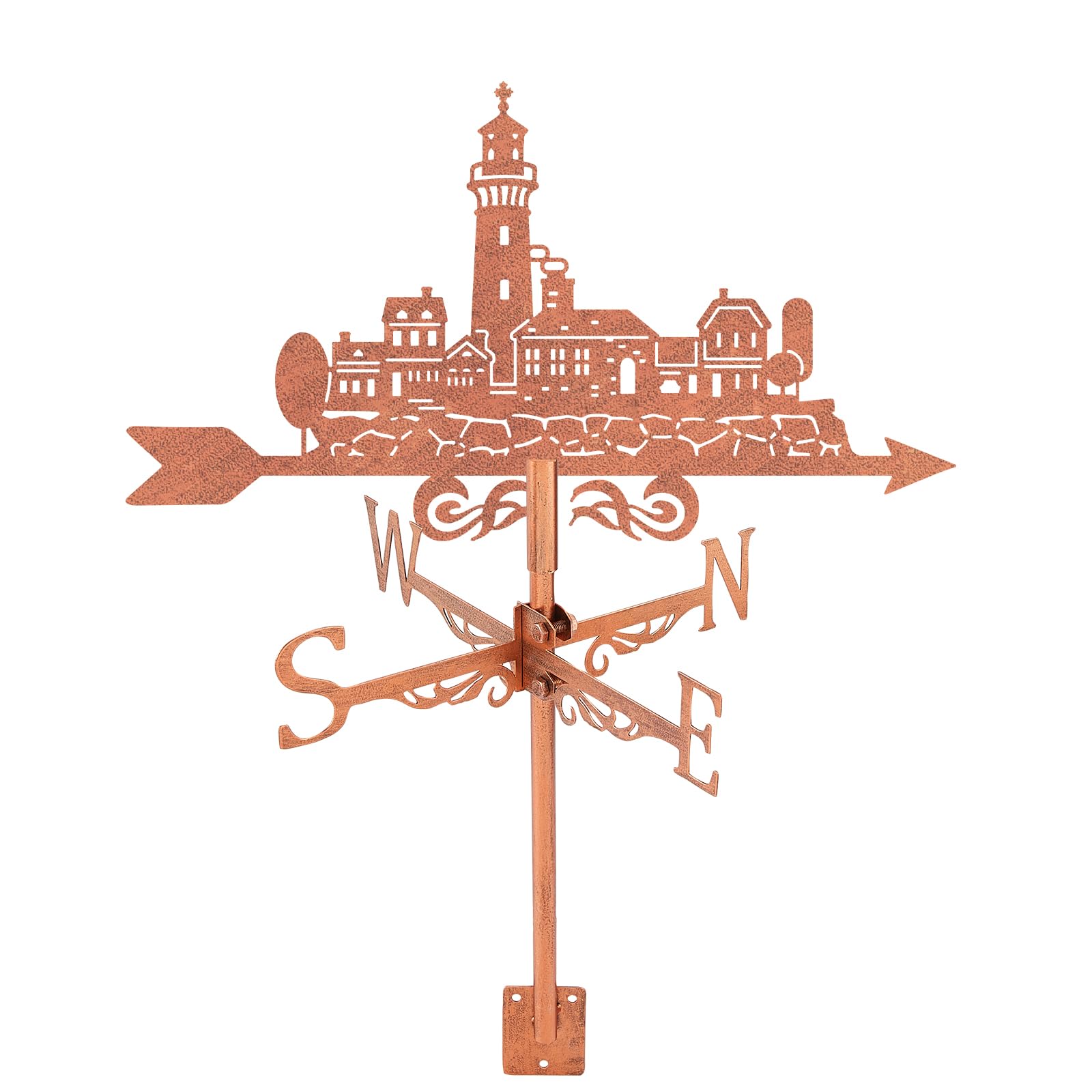 SUPERDANT Weather Vane Lighthouse Roof Mounted Weathervanes Copper Red Wind Direction Indicators Decor Suitable for Patio Homes and Garden Sheds Barns Gazebos Backyard