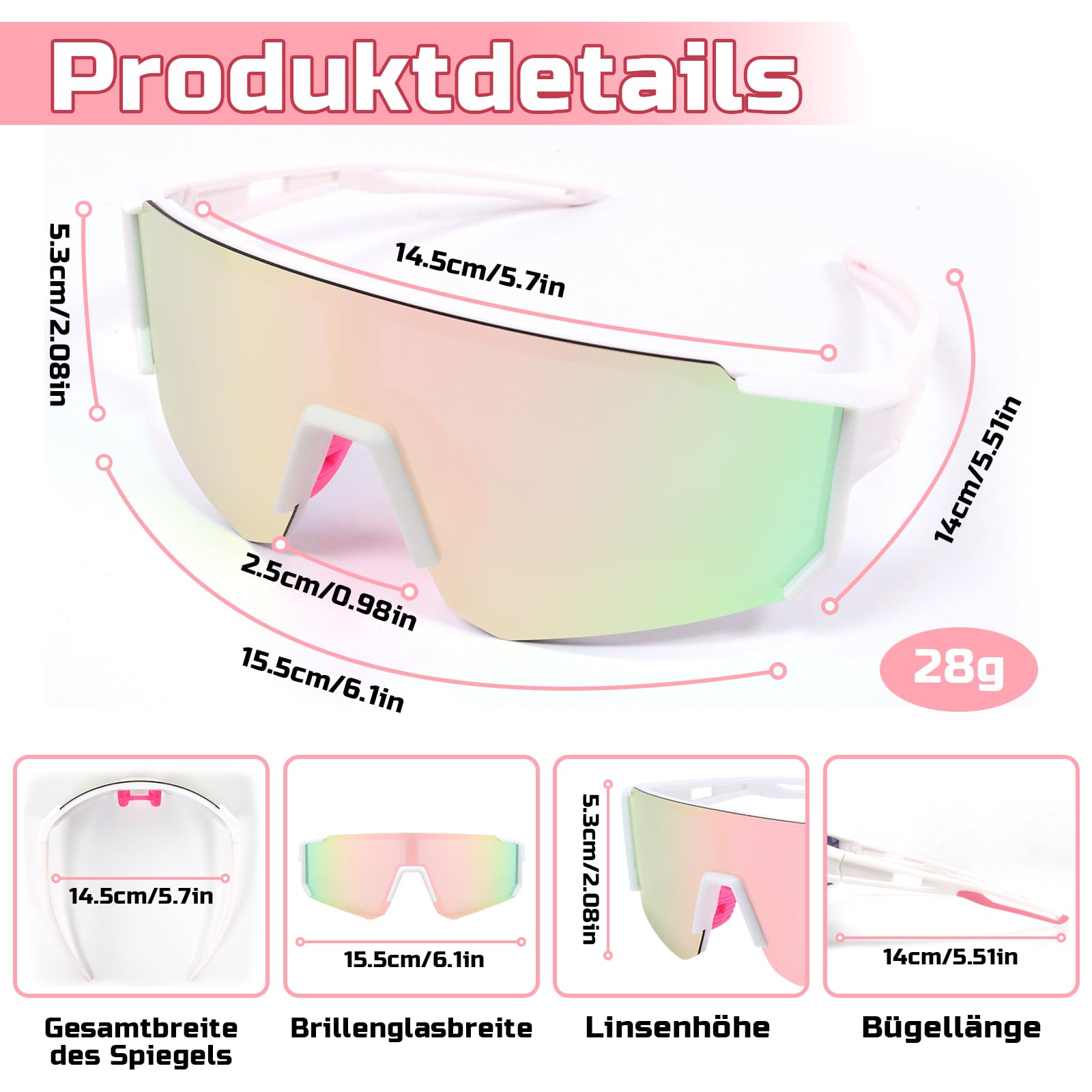 Schnelle Brille Sport Sonnenbrille Herren Damen Polarisierte Sonnenbrille Fahrradbrille Laufbrille für MTB Rennrad Radfahren Biking Ski FahrradLaufen mit UV400 Schutzbrille