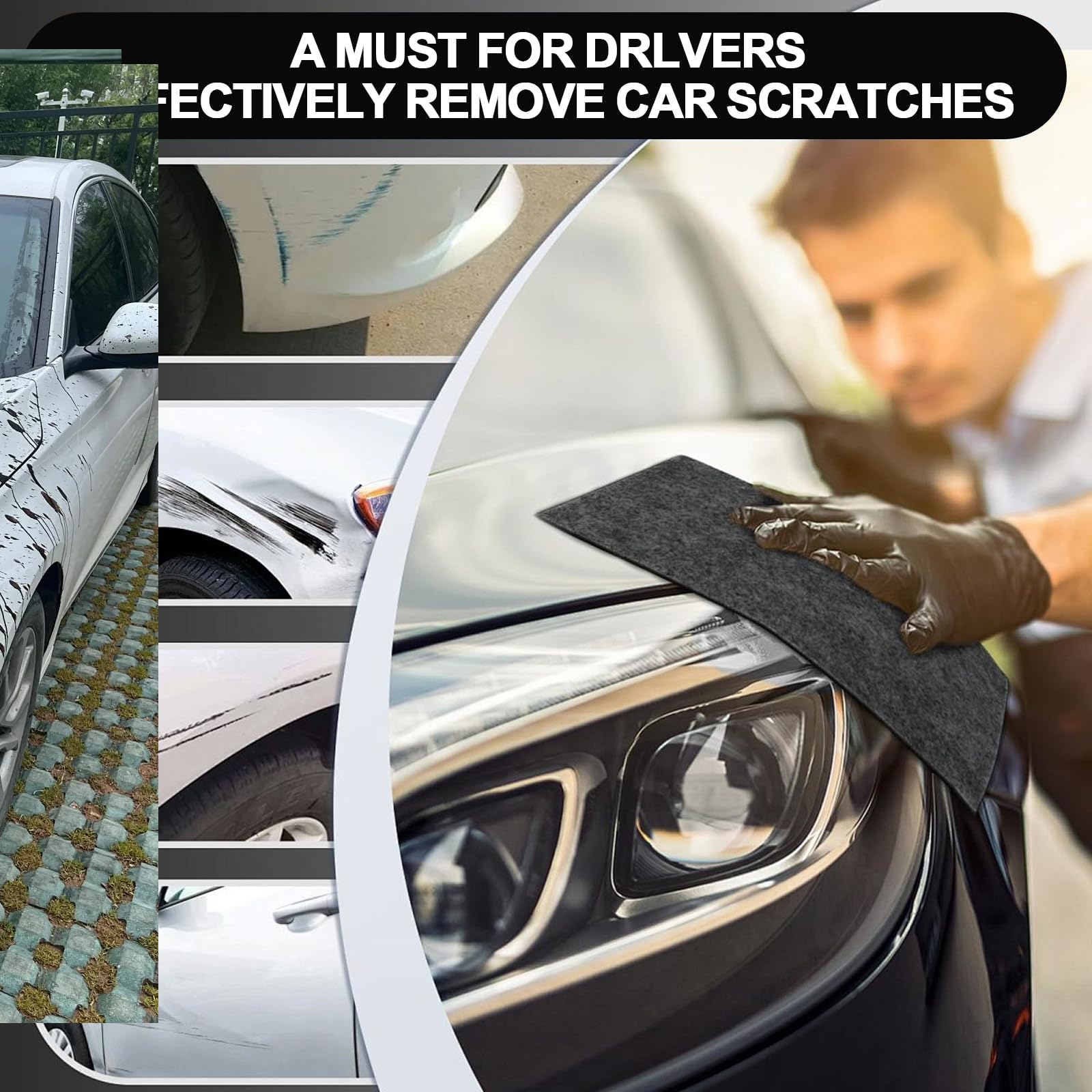 Produit Anti Rayure Voiture 4 Chiffons Nano Magic Pour Rayures Voiture - Efface Rayures Légeres - Polissage Peinture Auto Chiffon Nano Réparation Rayures