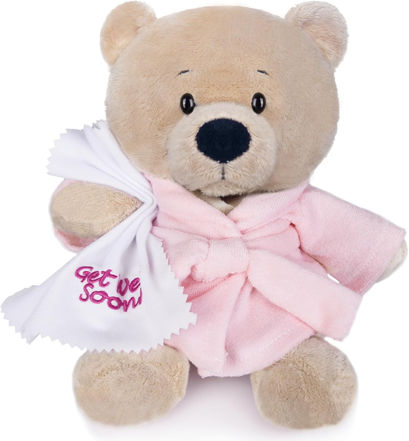 My OLi 9" Teddy Bears Cloth Bear Stuffed Animal Plush Toys Bear Dressed in Bathrobe with Soothing Towel “Get Well Soon” Sleeping Soft Toy Bedtime Gifts for Baby Kids Girls Boys,Pink
