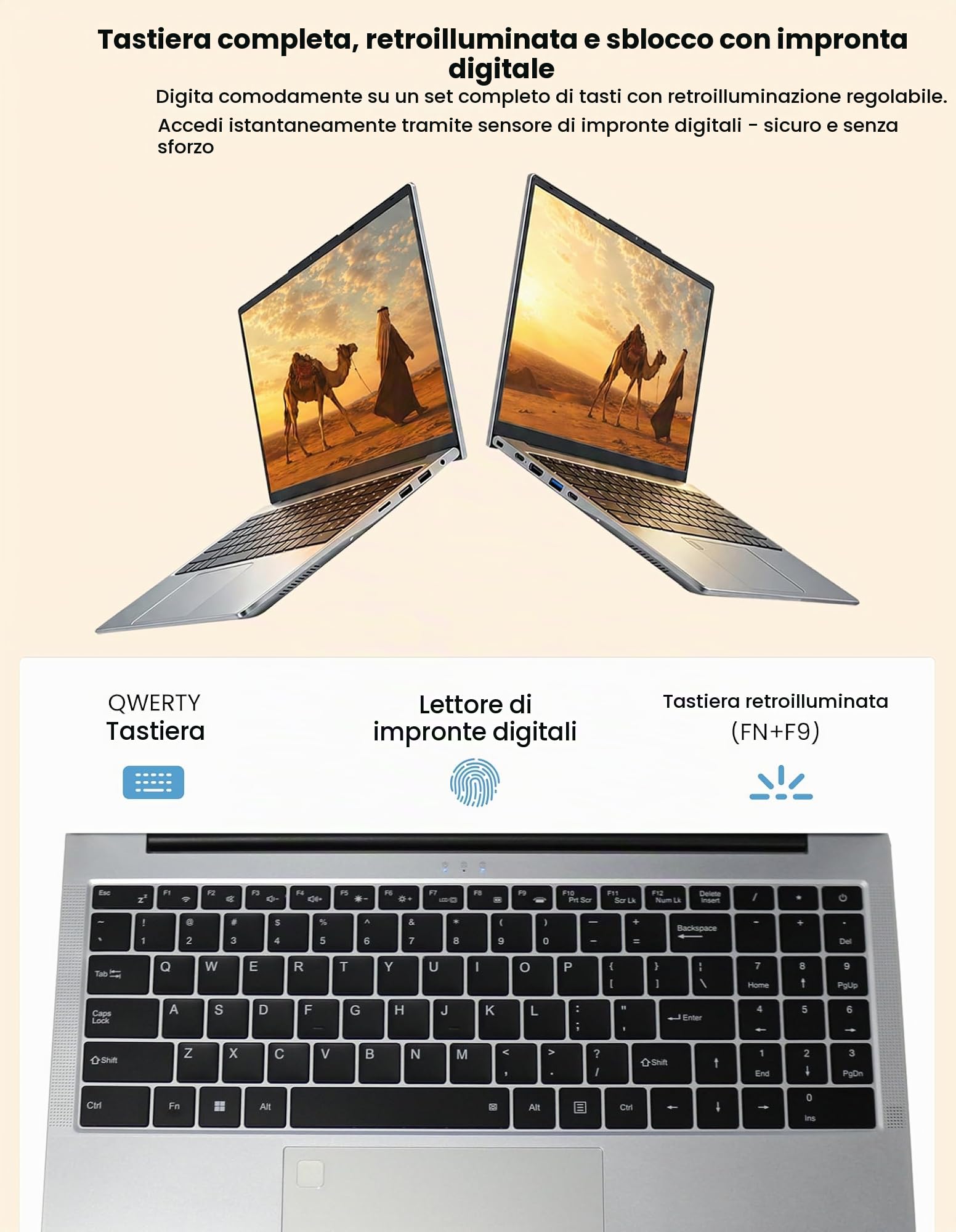 2026 PC Portatile 15.6", Laptop AMD Ryzen 3 3250C (Up to 3.5GHz), 16GB Dual-Channel DDR4 512GB SSD Computer Portatile, Type-C completo, Notebook con Win 11, Impronta, Tastiera retroilluminata, Wi-Fi 6