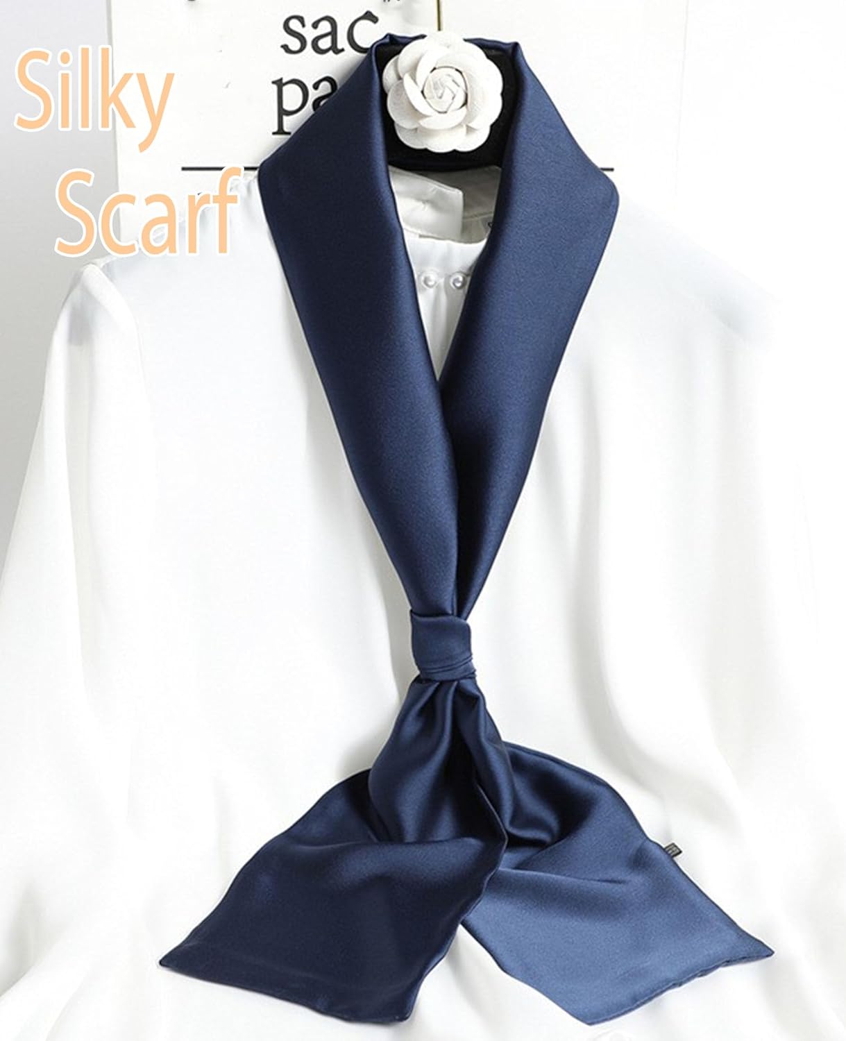 kcctoo 59” Long Silk Like Head Scarf Women's Fashion Square Neck Satin Scarfs for Bag Hair Scarves Gift 59 * 5.9” - Image 2