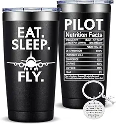 Fufandi Presentes de piloto para homens - presente de avião para homens - presentes de calibres de piloto de aviação para marido filho, presente de aniversário para pilotos - copo copo
