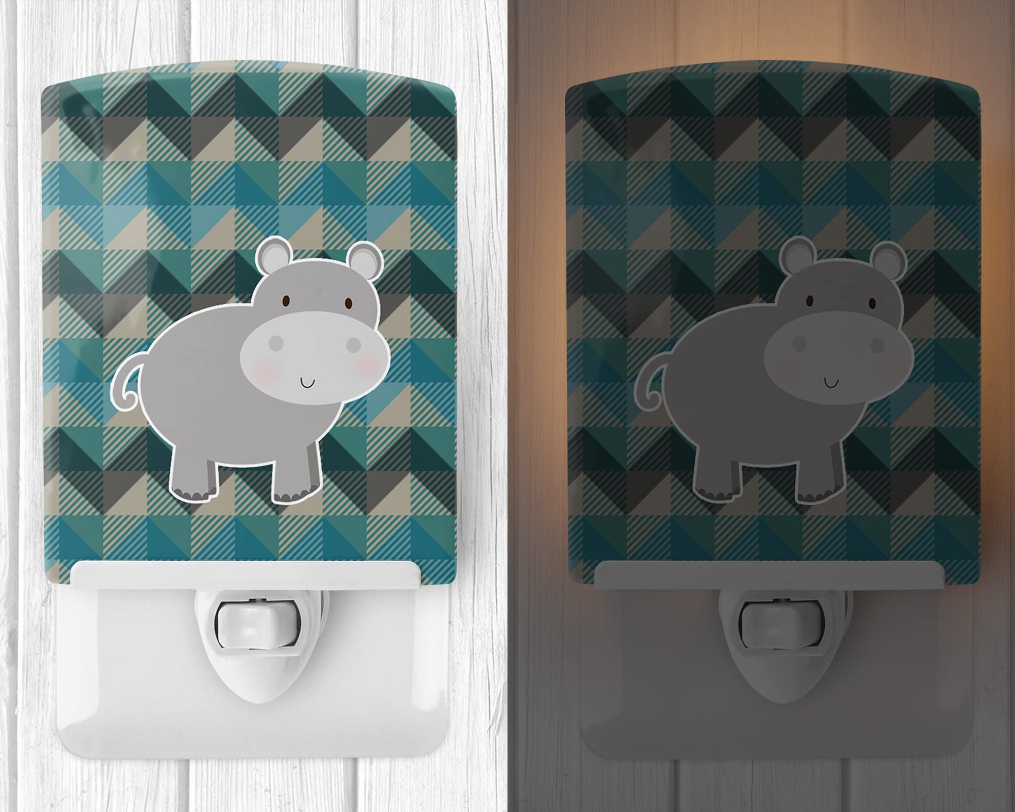 Caroline's Treasures BB7031CNL Hippopotamus Ceramic Night Light Compact, UL-Certified, Ideal for Bedroom, Bathroom, Nursery, Hallway, Kitchen, 6x4x3, Multicolor