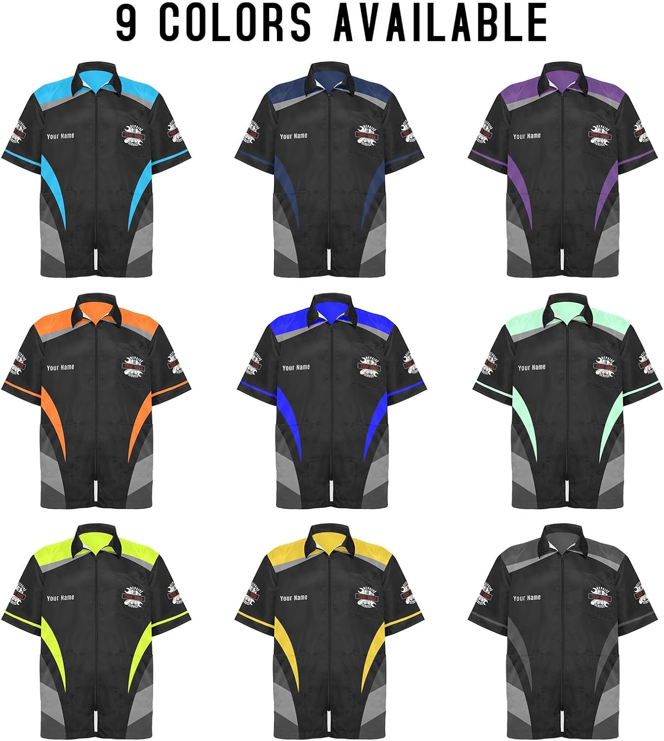 Custom Mechanic Work Shirts with Logo & Name, Personalized Men Auto Repair Workwear Automotive Uniform Jacket Smock