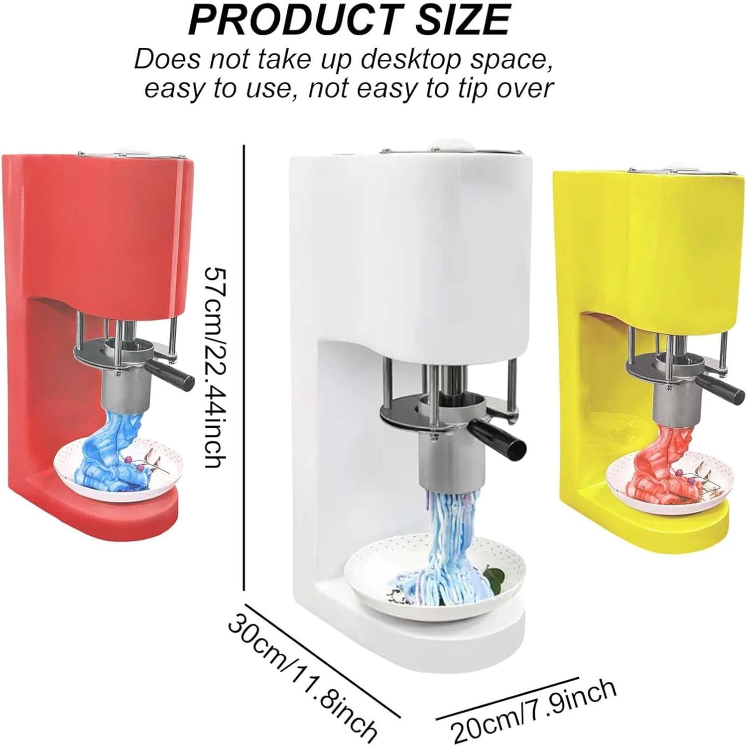 Commercial Spaghetti Ice Cream Maker, Ice Cream and Soft Serve Maker, Gelato Machine with 4 Shape Molds, for Gelato & Dessert Shops,White