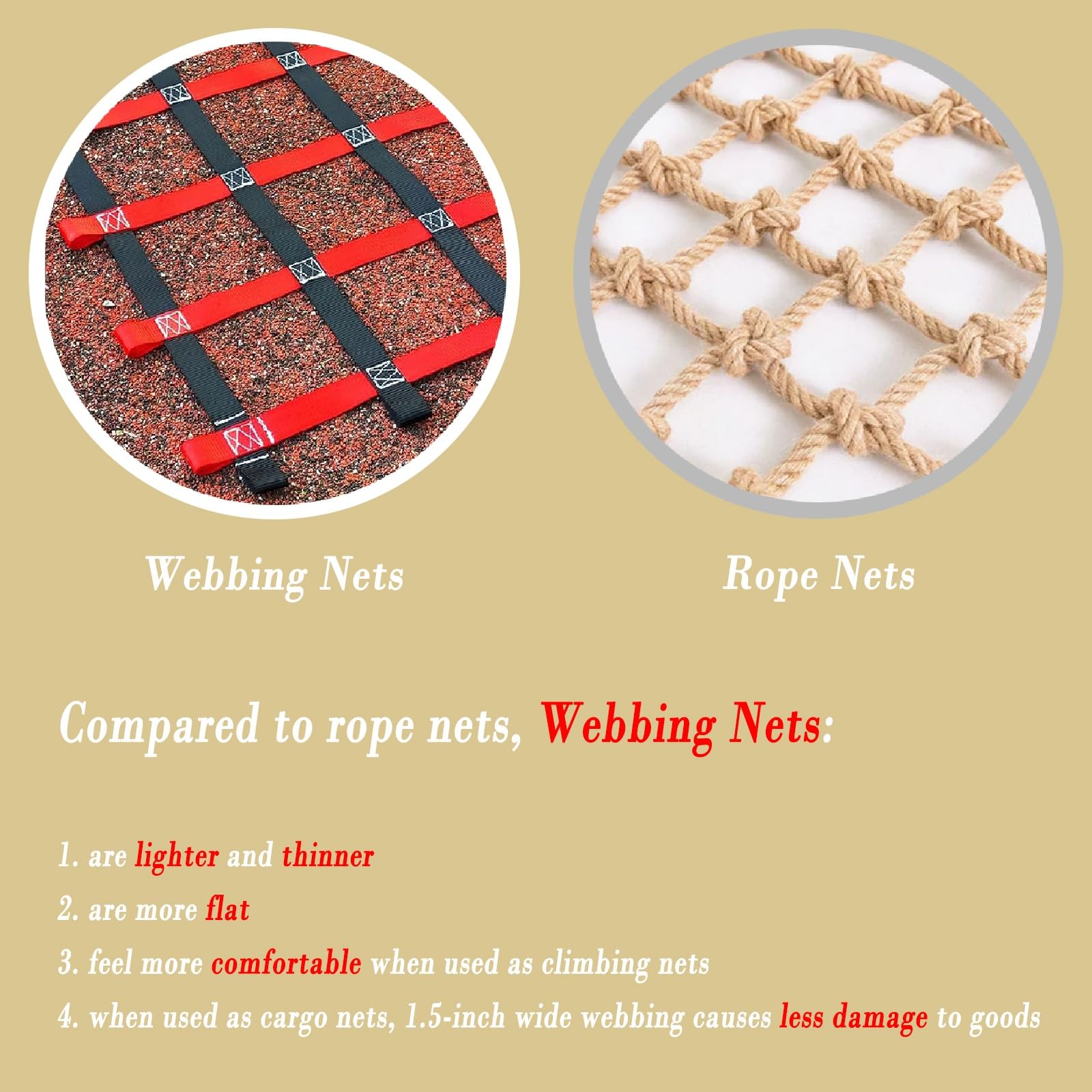 Ninja - Red de escalada de obstáculos para niños, tamaño personalizable de 5 x 7 pies, cincha duradera para diversión segura al aire libre, ideal para casas en árboles y aventuras de escalada