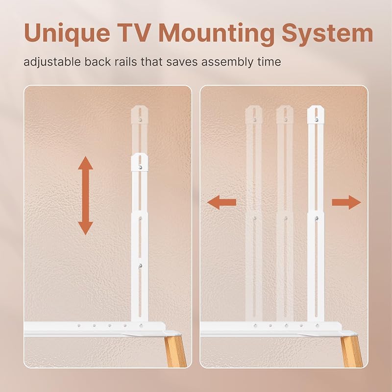 Rolling Easel TV Stand for 49-75" TVs, 88 lbs, White image 3