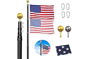 25FT Flag Pole Kit for Home and Business - Aluminum Telescoping Outdoor...