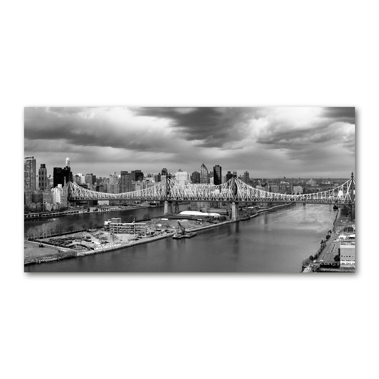Image tableau photo de New York 120x60 cm panoramique paysage urbain noir et blanc decoration