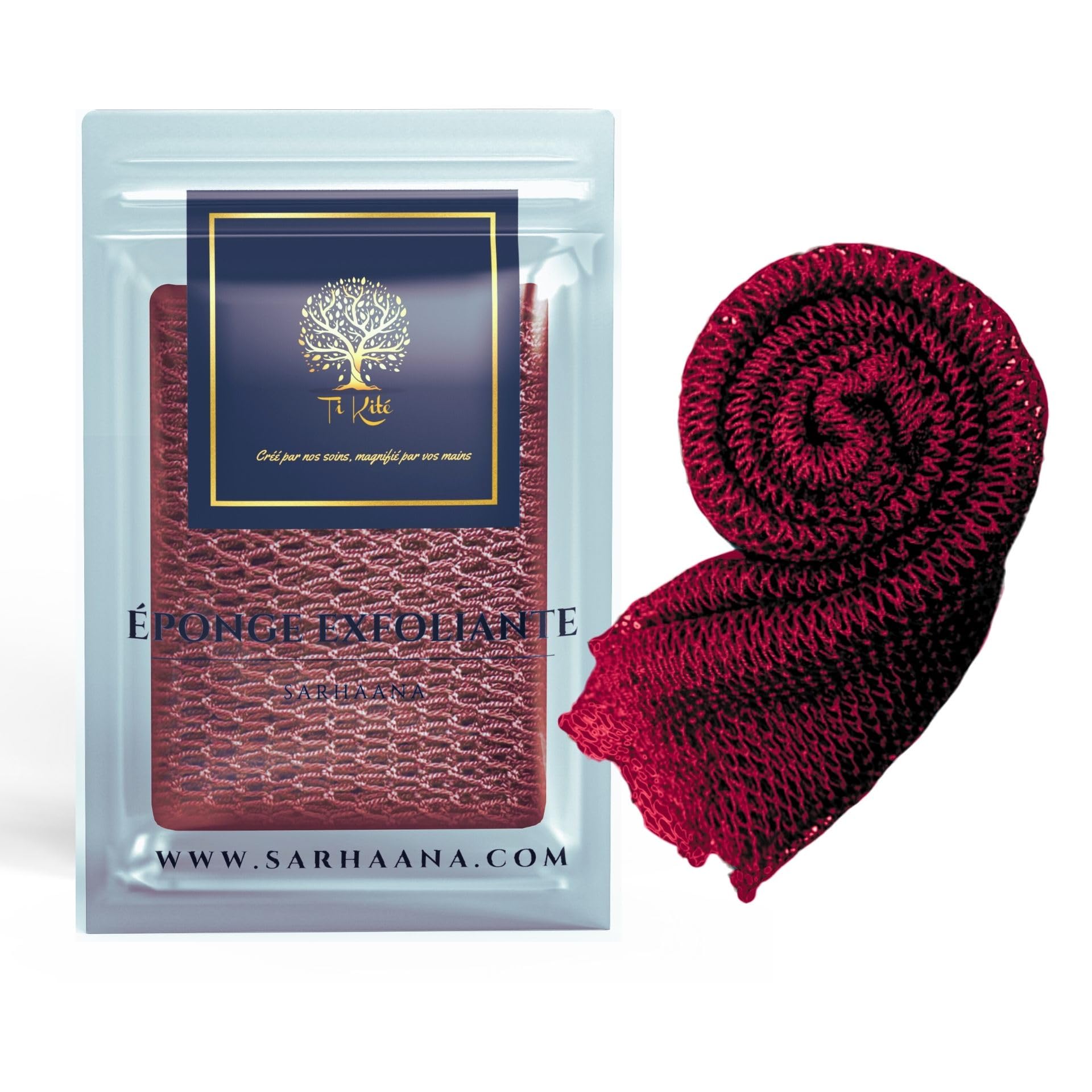 Sarhaana african net sponge XL, afrikanischer netzschwamm, Djampe, afrikanisches Duschnetz, Badeschwamm, peelinghandschuh, Toilettenblume, Körperpeeling (BURGUNDI)