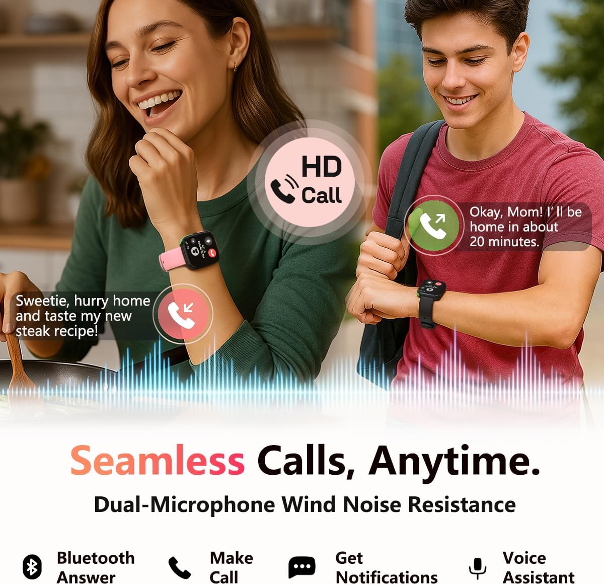 MorePro Smart Watch (Answer/Make Call), 1.83” Health Fitness Watch with Heart Rate, Blood Pressure,SpO2 and Sleep Monitor, 100+ Sports Modes, IP68 Waterproof Fitness Tracker for Men Women - Image 2