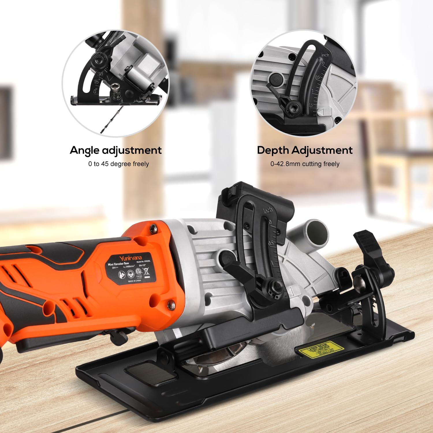 Yunirvana Mini Circular Saw, 20V 3400RPM Professional Cordless Circular Saw - Image 4