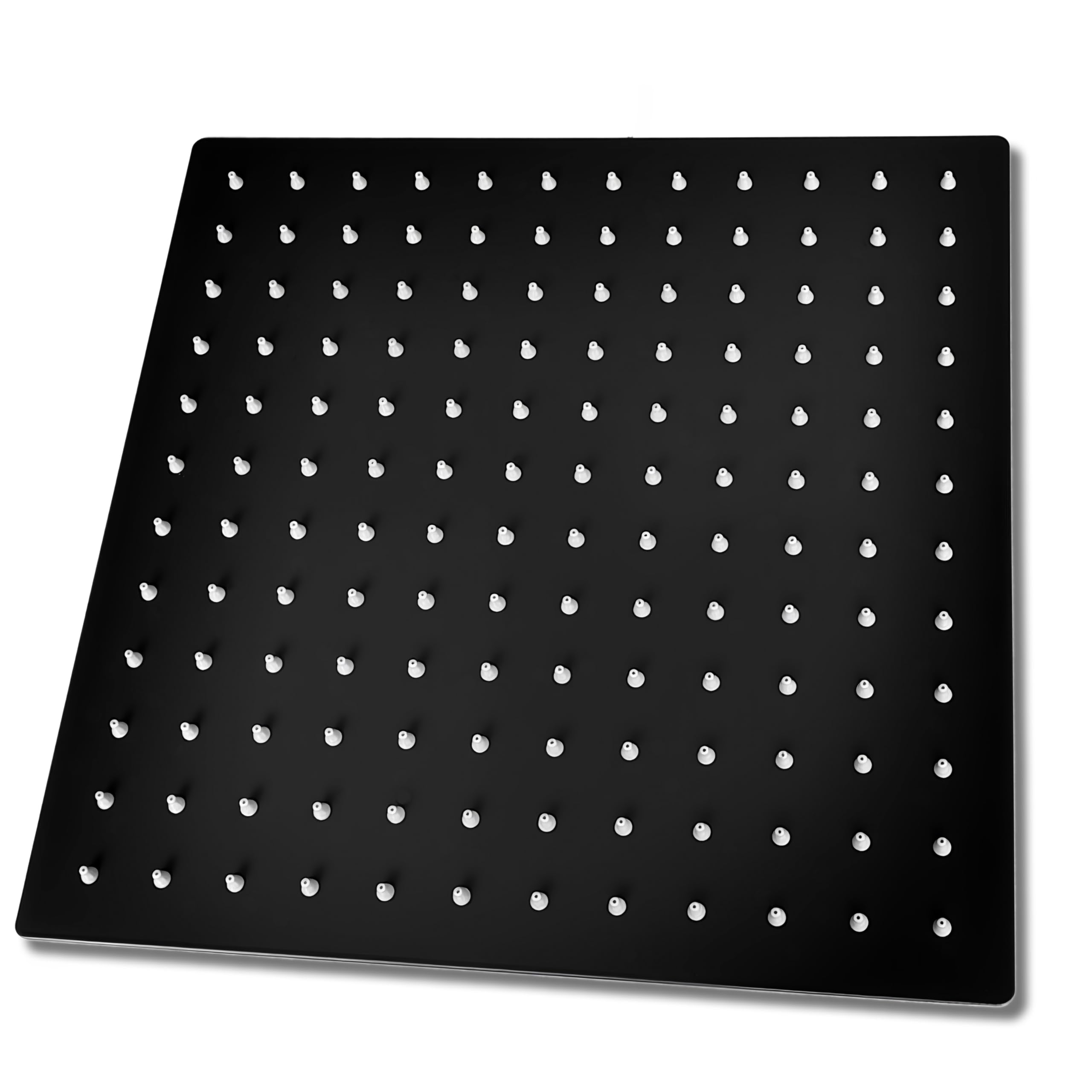 Aica Columna de Ducha Alcachofa Cuadrada con Termostato 30x30cm Rociador Superior Negro Mate Barra Regulable