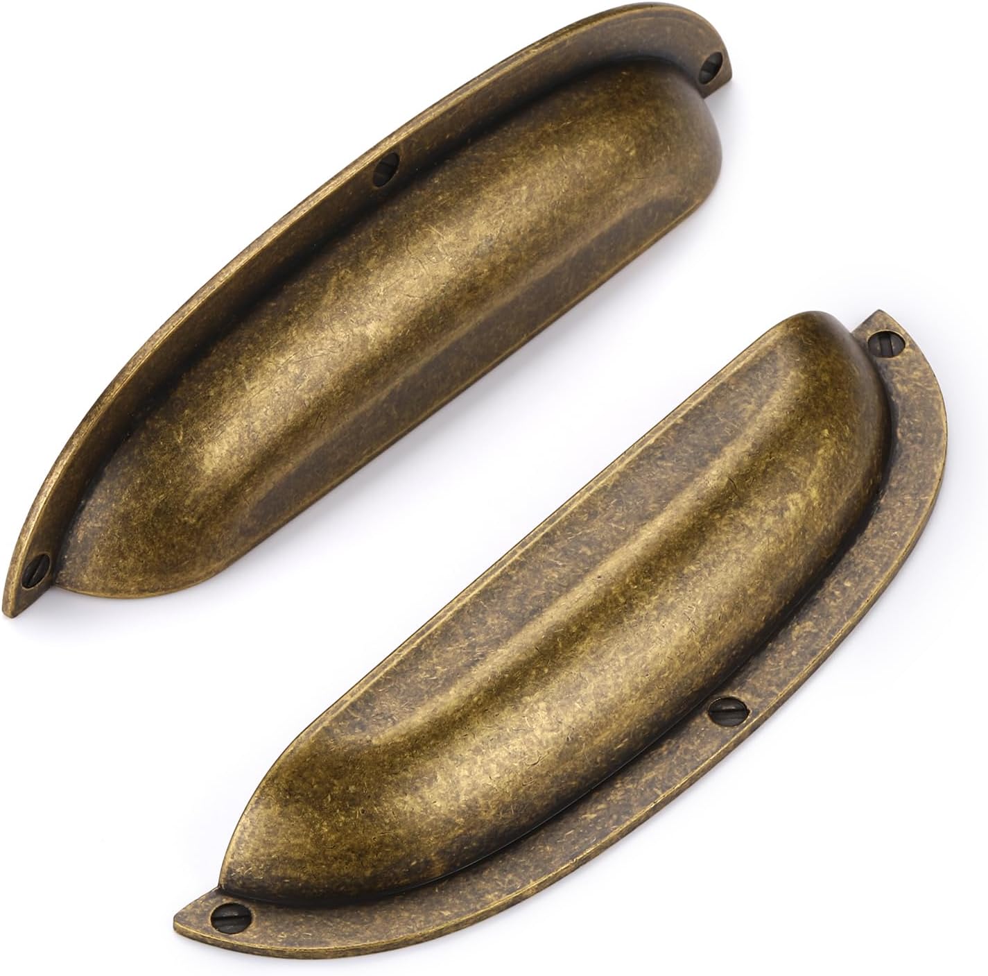 SYZOW 6 Pcs Clamshell Drawer Handles, Vintage Door Handles, Semi-Circular Retro Solid Handles with 128mm Wheelbase for Drawers, Cabinets and Dressers