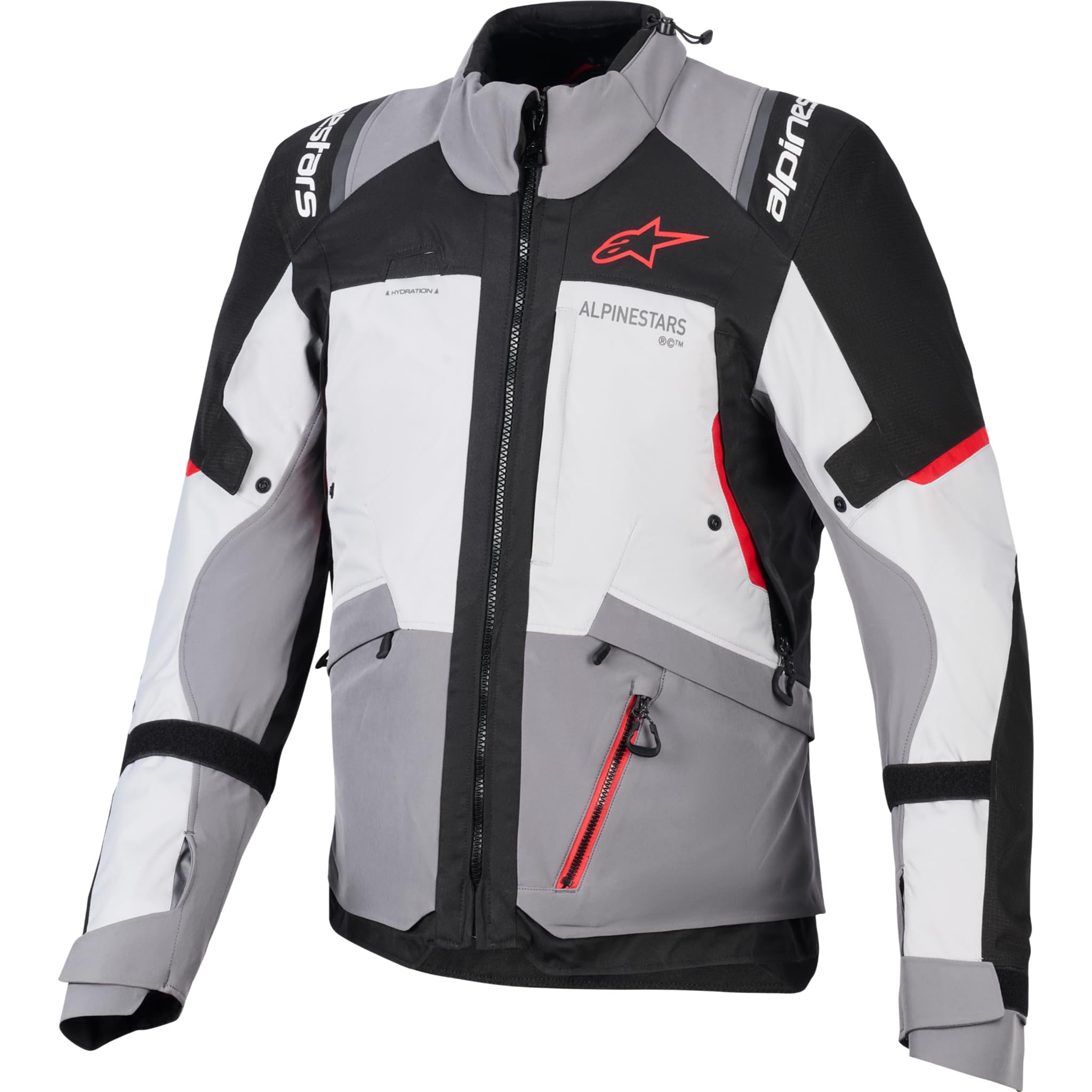 Alpinestars Andes V4 Drystar impermeabile Giacca tessile moto, grigio/rosso, 3XL