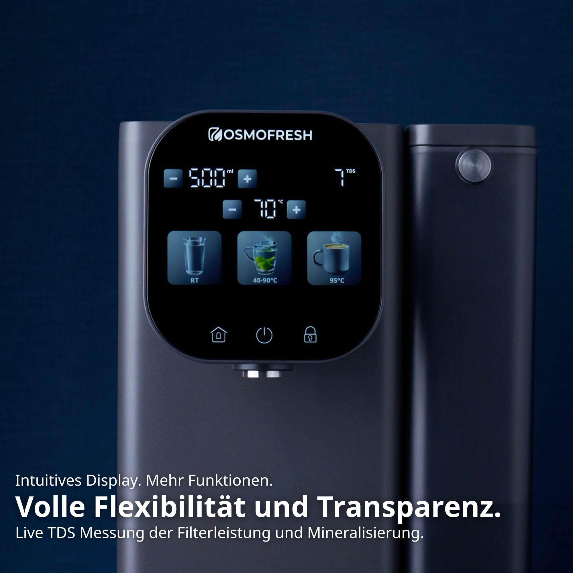 OsmoFresh Fusion Air Auftisch Osmoseanlage Heißwasserspender 3-Fach UV-C LED TÜV zertifiziert