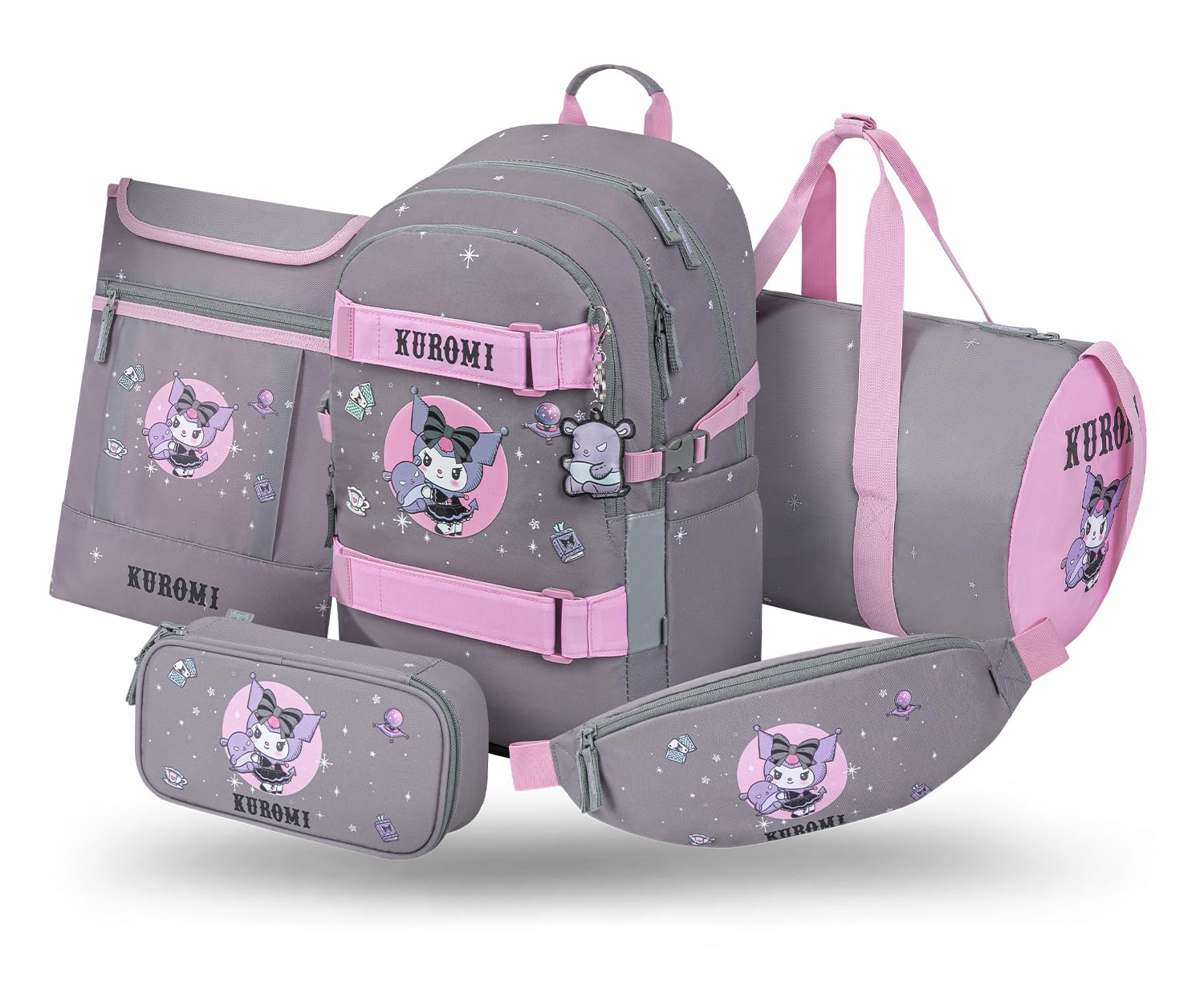 Baagl Juego de Mochila Escolar para niños y niñas, 5 Piezas, Mochila de monopatín, Mochila Escolar a Partir de 3 Clases, Mochila Escolar Primaria con Correa para el Pecho, Mochila ergonómica para el