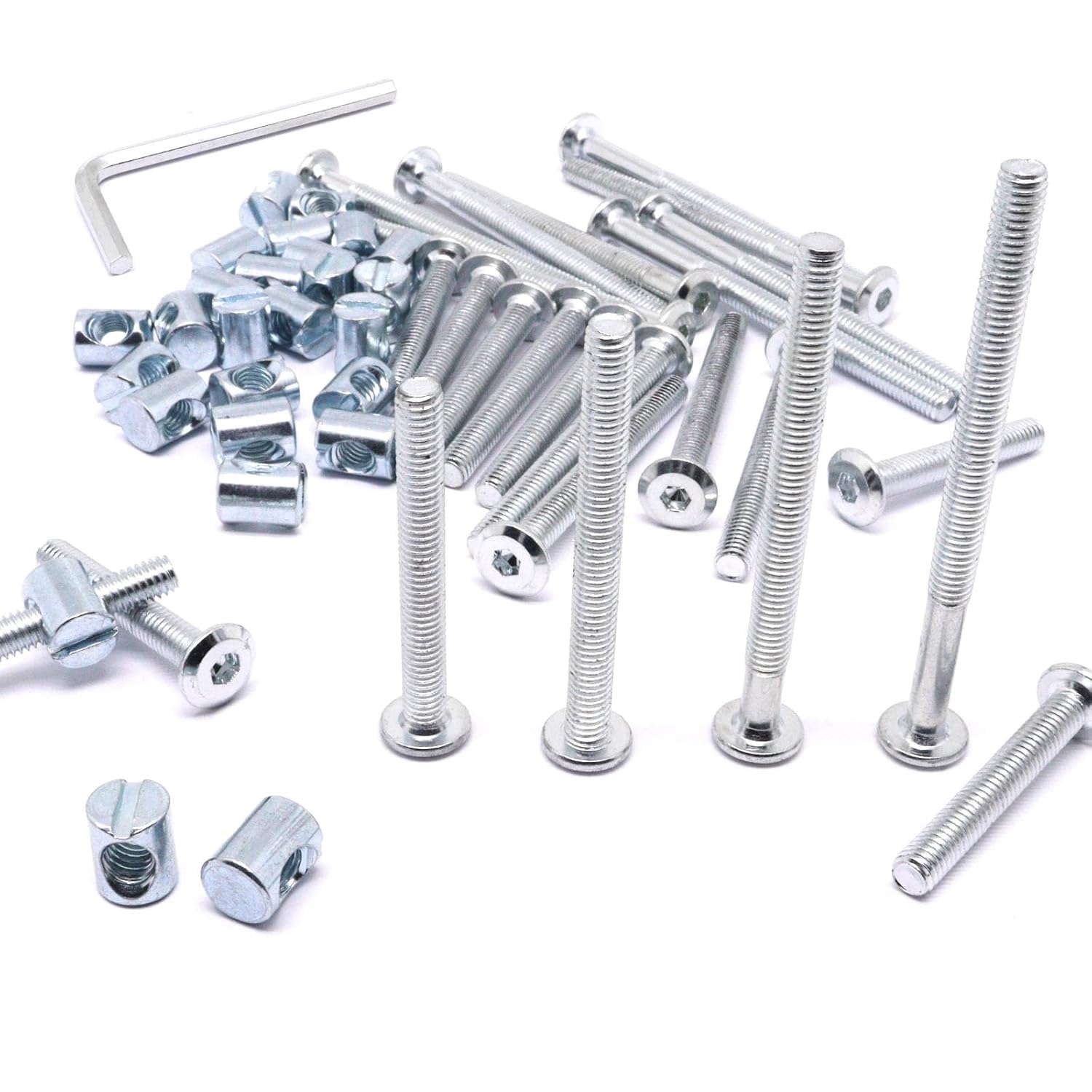 Crib Screws Replacement Set, Delta Crib Screws Hex Socket Cap Bolts Barrel Nut Baby Bed Hardware Replacement Kit Furniture Bolts (70-Set M6×15mm/25mm/35mm/45mm/55mm/65mm/75mm)