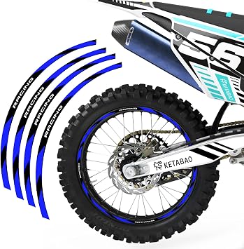 KETABAO Dirt Bike Rim Tape R01 Decal Stickers Stripes 21 19 inch Compatible with RM250 RMZ 250 450 RM-Z250 Blue