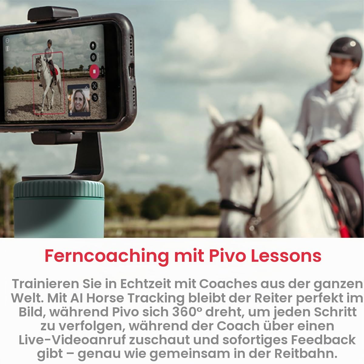 Pivo Equestrian Pod Auto Tracking Phone Holder Face, Body & Horse Tracker, 360° Rotation, 6 Speed, Stand for Video Recording with Remote Control (Green)