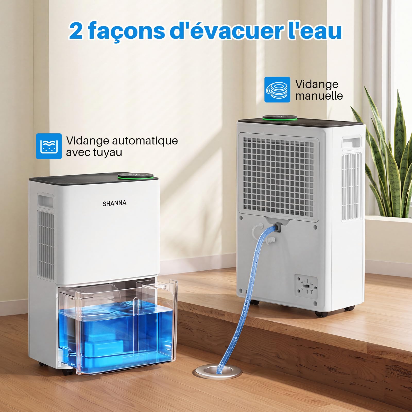 SHANNA Deshumidificador 15L Para Hogar, Hasta 40m², Con Apagado Automático. Ideal Para Baños, Dormitorios Y Sótanos. Refrigerante R290. Cambio Gratuito En 1 Año Y Garantía De 10 Años.