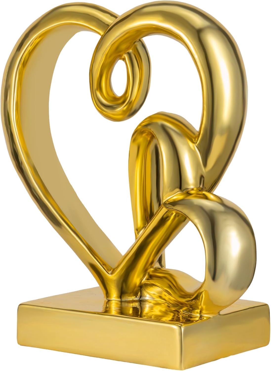 Mother's Day Wedding Anniversary Couples Gifts-Two Hearts Decor Resin Statue,1st to 50th for Her/Him,Engagement Present, Shimmering Love Symbol for Couple, Romantic Home Accent