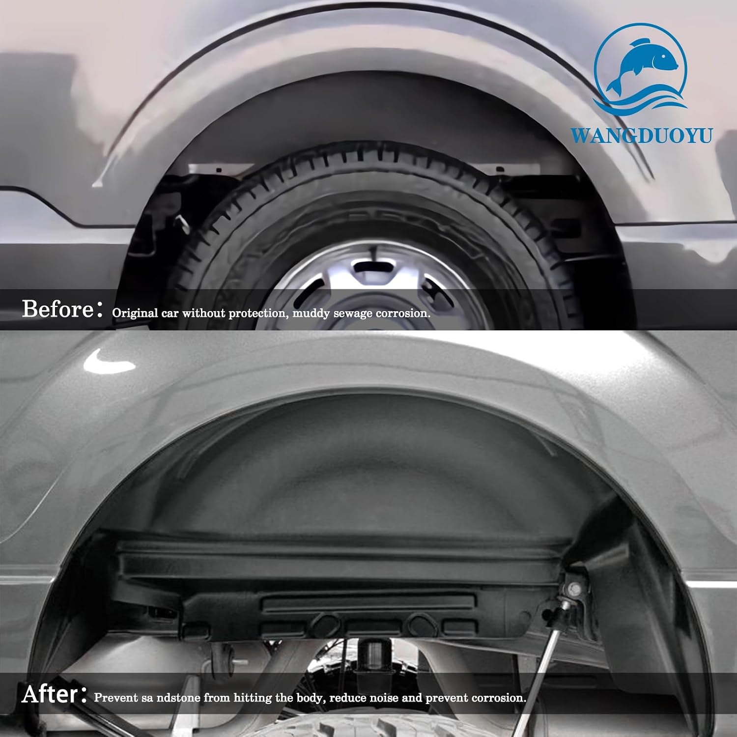 Rear Wheel Well Liners Black Inner Fender Liners Guards Compatible with 2015-2020 Ford F150 (Will not fit Rapter)