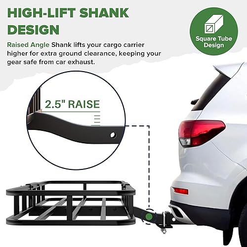 Miniatura 2 de ARKSEN Portaequipajes con enganche de 53 x 19 x 5 pulgadas, capacidad de 500 libras, cesta de equipaje receptora de 2 pulgadas para automóvil, SUV,
