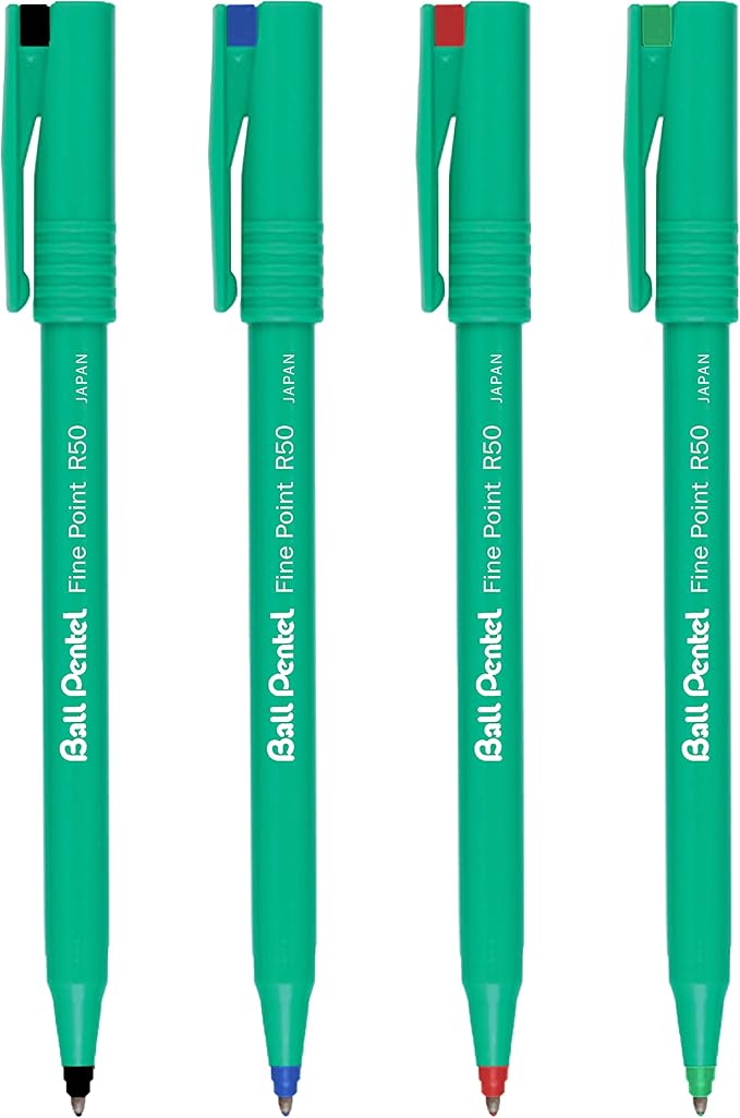 Pentel R50 Fine Point Liquid Ink Rollerball Pens 0.8mm Tip 0.4mm Line