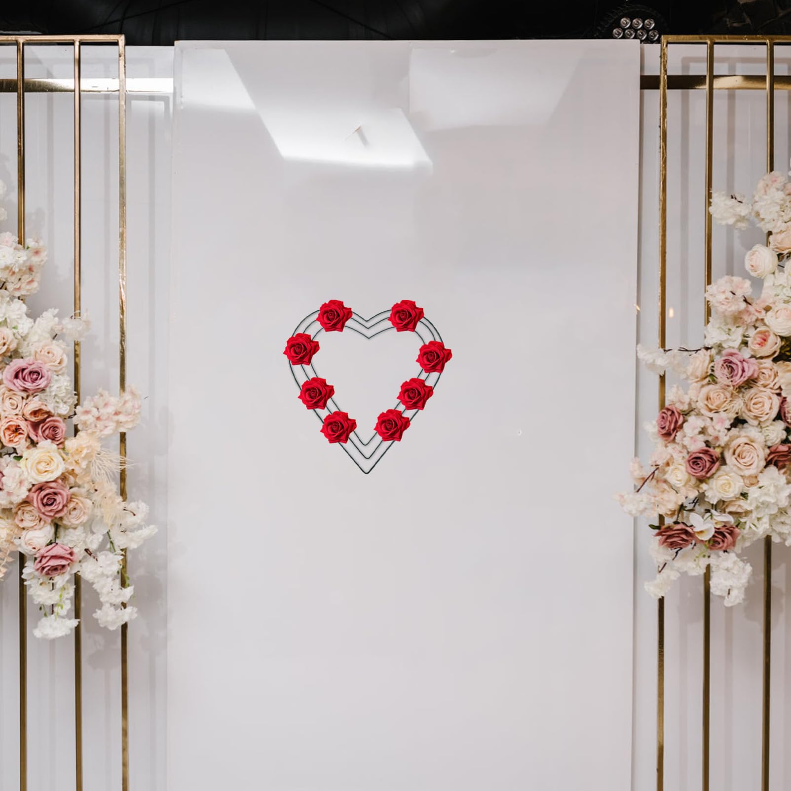 VOSAREA 5pezzi Ghirlanda Di Metallo Forma Di Cuore Per Decorazioni Festive Cornice Resistente Per Creazioni Di Natale e Facile Da Appendere Filo Inclusi