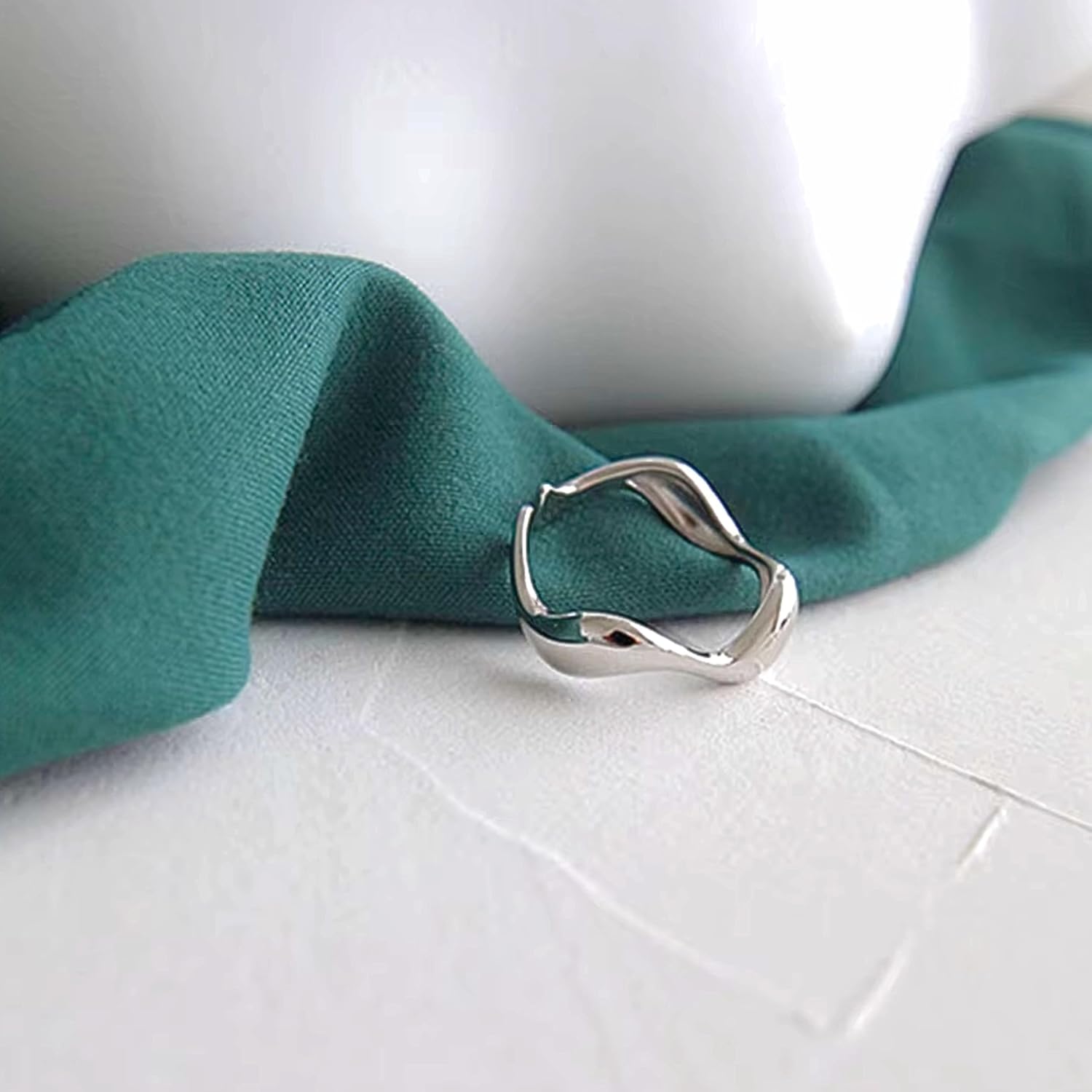 QueenBee Wave Ring for Women, Irregular Asymmetric Stacking Ring, 14K Gold Plated & 925 Sterling Silver, Gift for Her, Birthday or Holiday Jewelry - Image 4