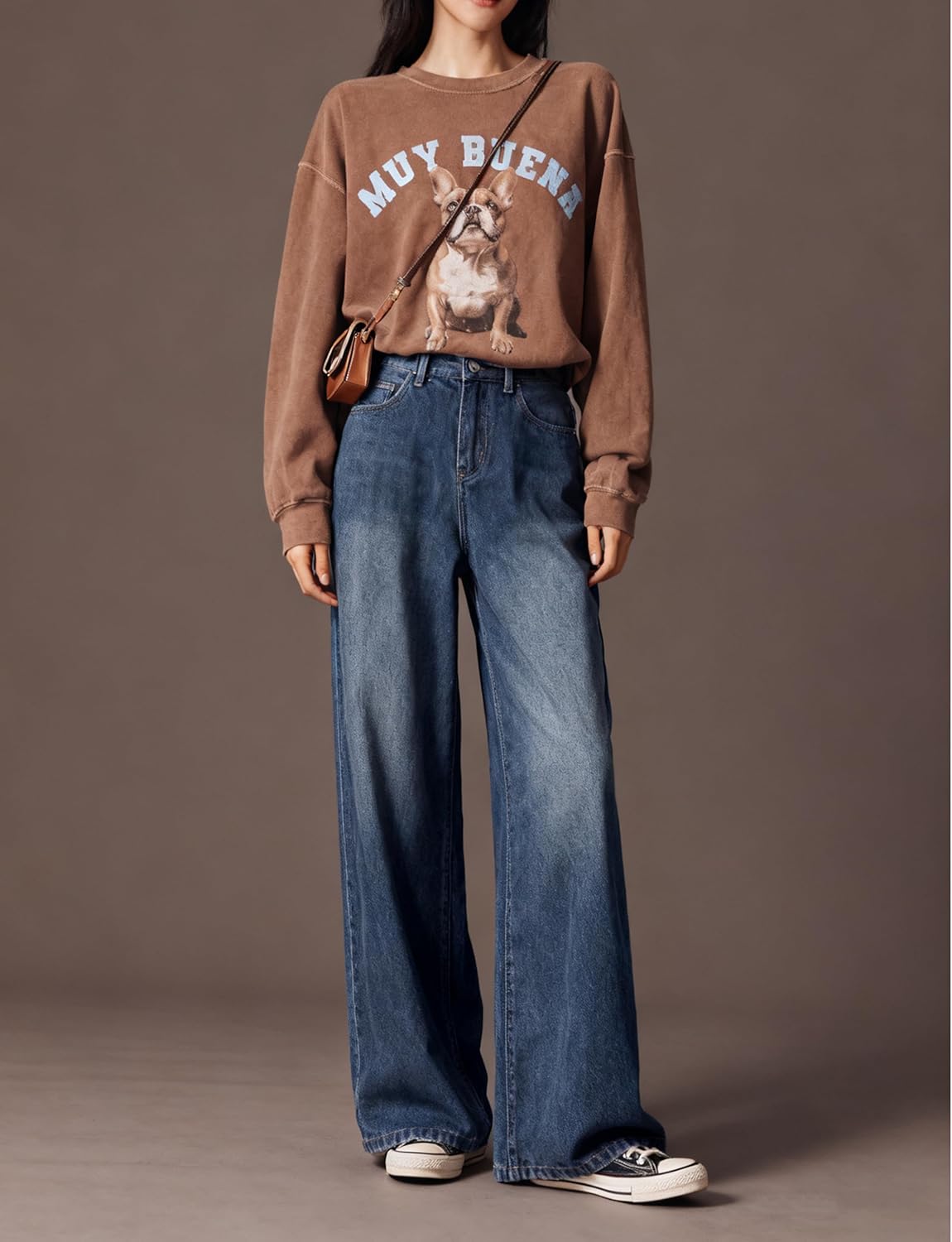 Women Dog Graphic Sweatshirt Casual Loose Crew Neck Long Sleeve Pullover Fall Winter Hoodie Outfits - Image 4