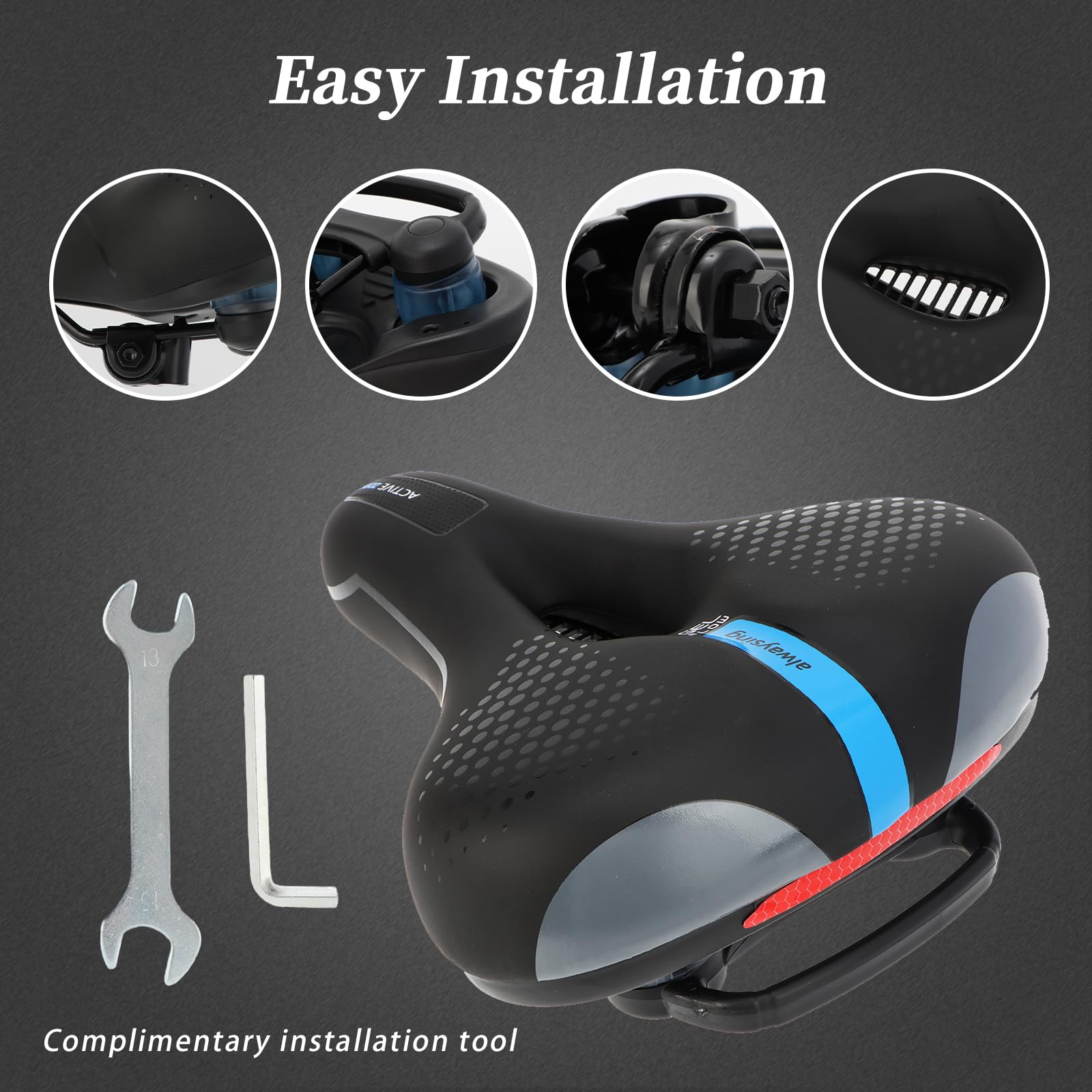 Selle De Vélo Confortable Pour Homme Amortisseur De Selle YOUNGDO Selle Velo Confortable, Selle Vélo Gel Ergonomique Avec Boule D' Amortisseur à Double Ressort Pour Bicyclette VTT Vélos - Sport Selle Confort