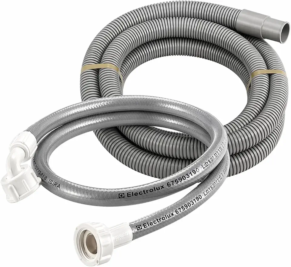Kit Mangueira Máquina de Lavar Completo – Entrada + Saída de Água para Lavadora – Compatível Brastemp Electrolux Consul – Instalação Completa Universal (1 Metro Entrada + 1,3 Metros Saida Reto)