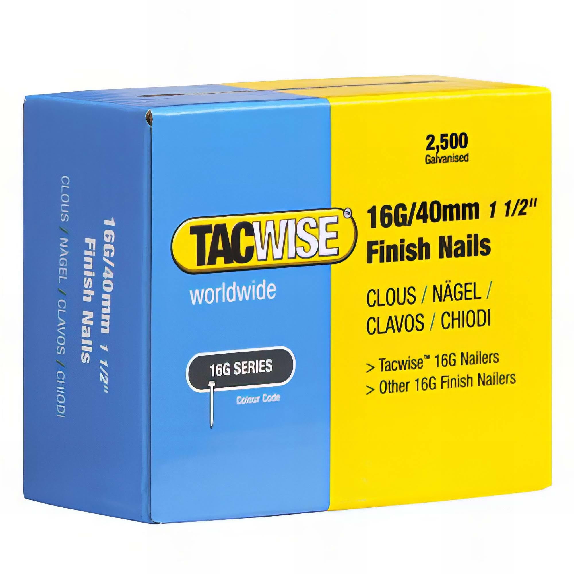 Tacwise 0319 16 Gauge Straight Finish Nails 40Mm (Pack 2500)