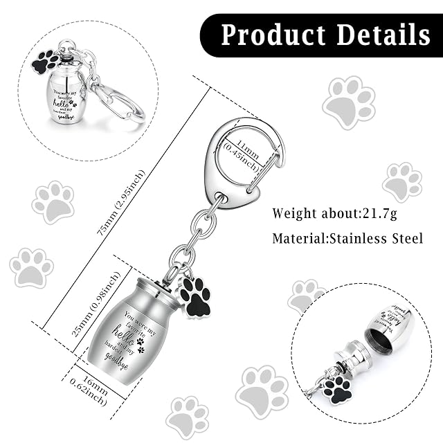 Foto 2 de 7 de VCCWYQK Joyería de cremación para cenizas de perro, huella de perro, urna conmemorativa